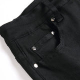 Men Classic Pure Black Jeans All Match Stretch Denim Pants Casual Plus Size Slim Straight Trousers