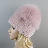 Women's Luxury Rex Rabbit & Fox Fur Beanie Hat