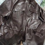 Adjustable Waist PU Leather Jacket