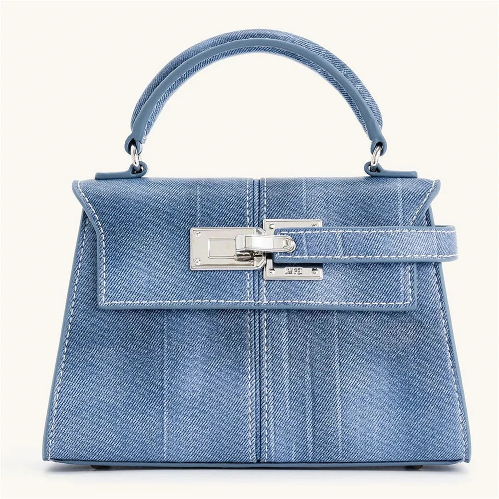 Elise Designer Tote – Premium Denim Blue Genuine Leather Crossbody Bag