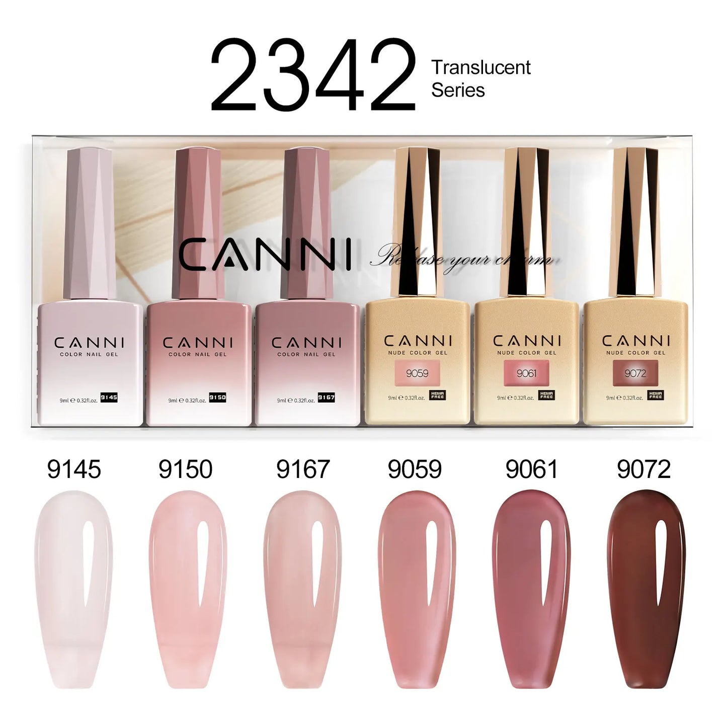 CANNI HEMA-Free Gel Polish Kit | Jelly, Nude & Rubber Base