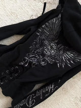 Women’s Y2K Black Graphic Zip-Up Hoodie