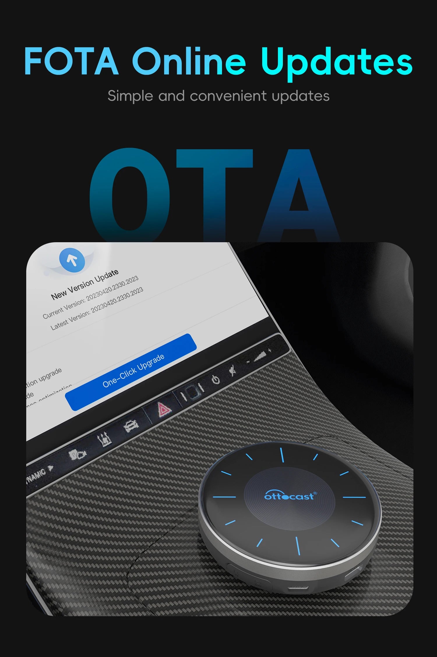 OTTOCAST P3 CarPlay AI Box – Wireless Android Auto & Smart TV