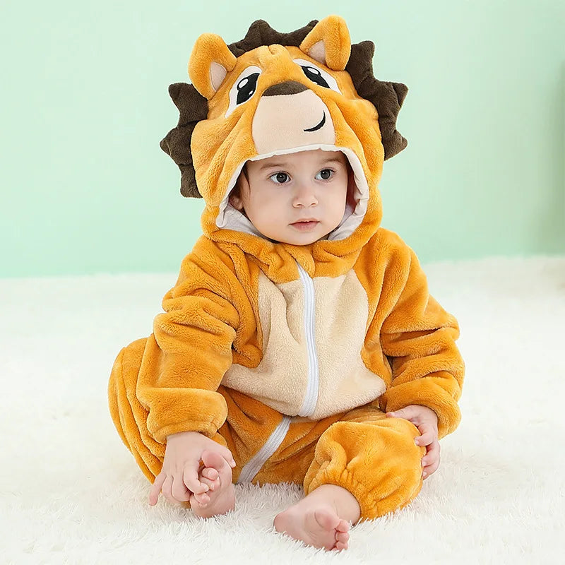 Adorable Animal Cartoon Baby Winter Rompers
