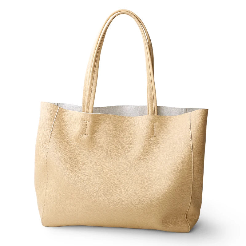 Women Luxury Bag Casual Tote Female Fashion Summer Beach Handbag Lady Popular Soft Cowhide Genuine Leather Shoulder Shopping Bag