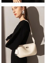 2026 Spring New Luxury Brand Women Shoulder Bags Split Leather Black Handbags Women Fashion Gold Buckle Underarm Bags
