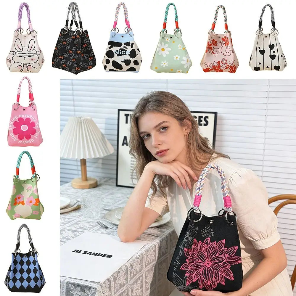 Women's Cartoon Knitted Bucket Bag
