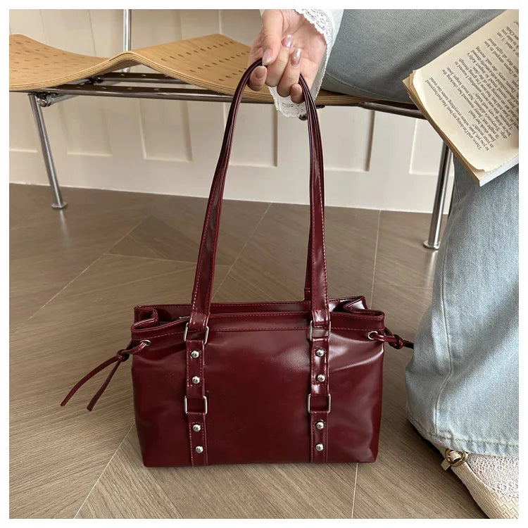 Women's Retro PU Leather Shoulder Tote Bag