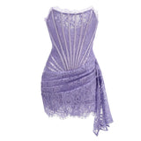 Strapless Lace Mini Dress – Elegant Sheer Patchwork Slim Fit Evening Dress