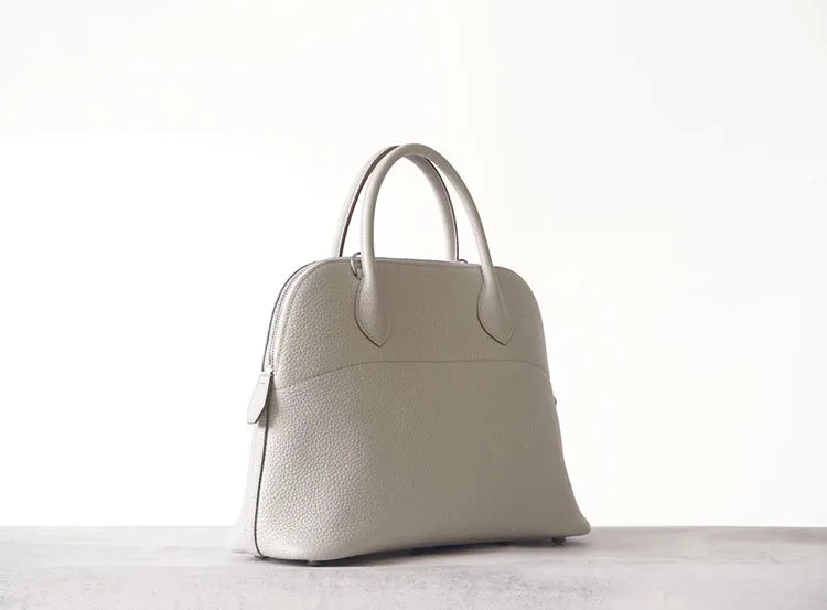 Premium Semi-handmade First-layer Cowhide Bowling Bag Portable Shoulder Large Shell Bag Commuting Temperament Versatile