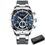 Men's six-needle multifunctional watch Waterproof calendar round strap stainless steel strap date men's business men's watch