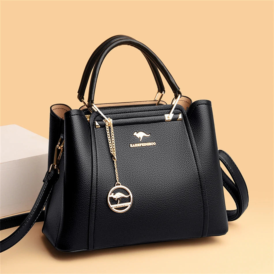 Luxury Triple-Layer Leather Tote & Crossbody
