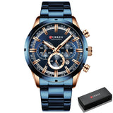 Men's six-needle multifunctional watch Waterproof calendar round strap stainless steel strap date men's business men's watch