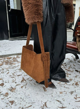 Motingsome Oversize Women Bag Luxury Suede Leather Winter Bags Frosted Cow Skin Handbag and Purses Retro Lady Tote 2024 New