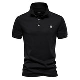 AIOPESON Embroidered Cotton Polo Shirt for Men