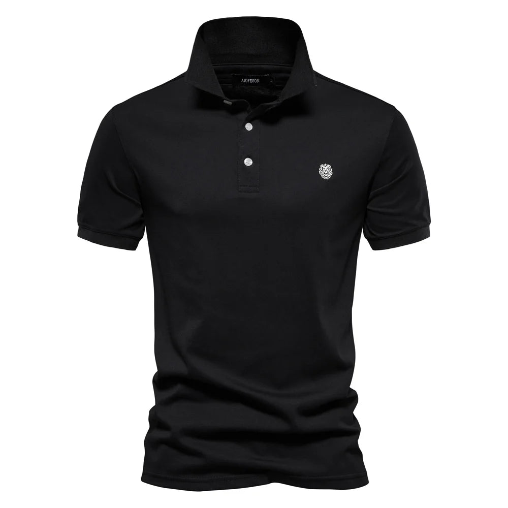 AIOPESON Embroidered Cotton Polo Shirt for Men