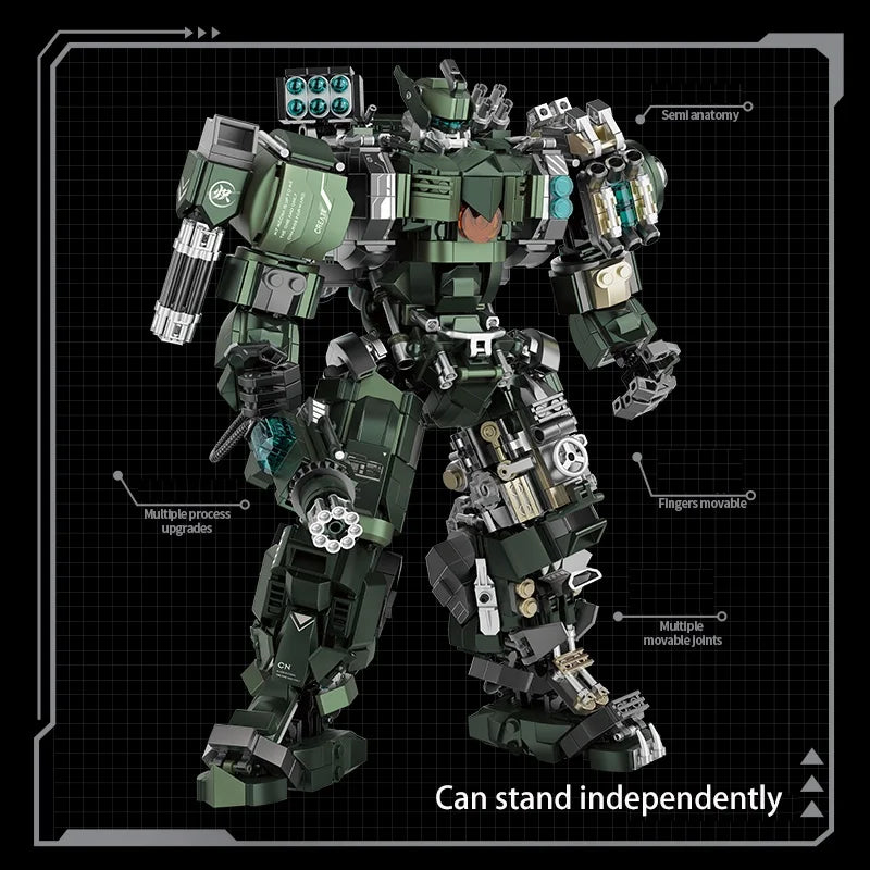 1403pcs Large Mecha Warrior Building Blocks Set Battle Robots Action Figure Model Kits Adult Teens Assembled Toys Gifts For Boys