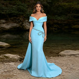 Off-Shoulder Crystal Bow Evening Gown | Formal & Prom