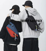 Unisex Nylon Panelled Crossbody Chest Pack