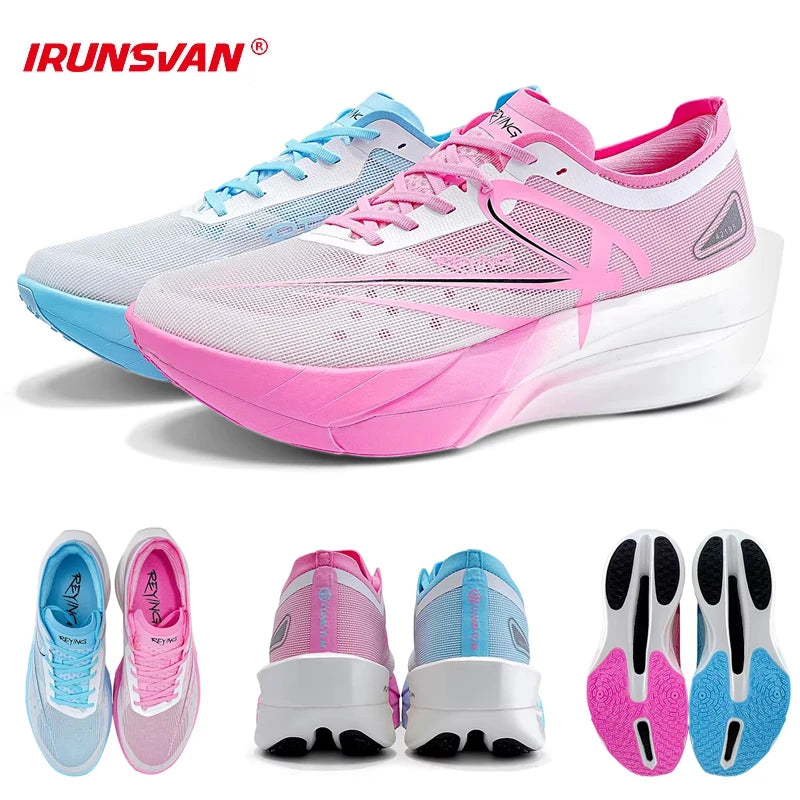 IRUNSVAN Men‘s Professional Full Carbon Plate Marathon Running Shoes Light Cushioning PB Mid Long Training Sneakers Women 25126