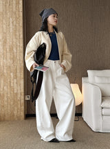 Spring/Summer New American Retro Fashionable High Waist Washed Used Cat Beard Jeans Loose Wide Leg Pants Women