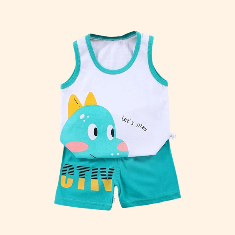 Kids' Summer Cotton 2-Piece Vest Set