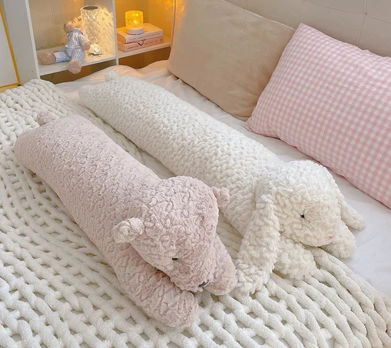 Long Rabbit Plush Body Pillow Large Cute Bear Stuffed Rabbit Sleeping Cushion Decorative Body Pillow Chair Back Cushion Decor