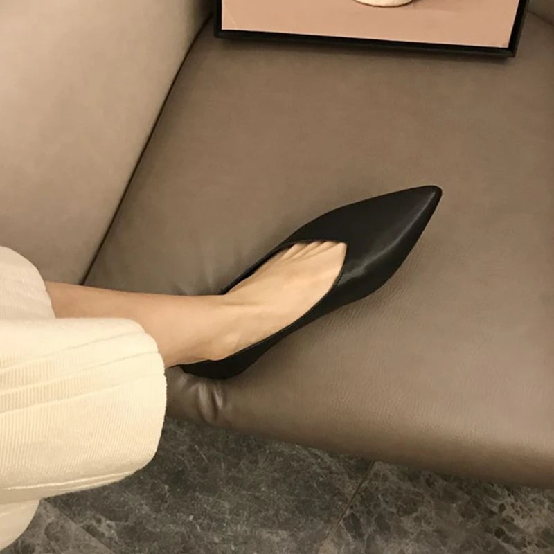 Genuine Leather Pointed-Toe Flats for Women