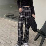 Plaid Plush Wide-Leg Trousers