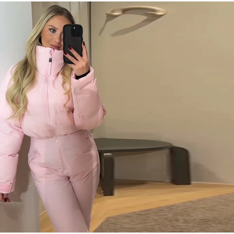 Elegant Faux Fur Hooded Women's Ski Jumpsuit