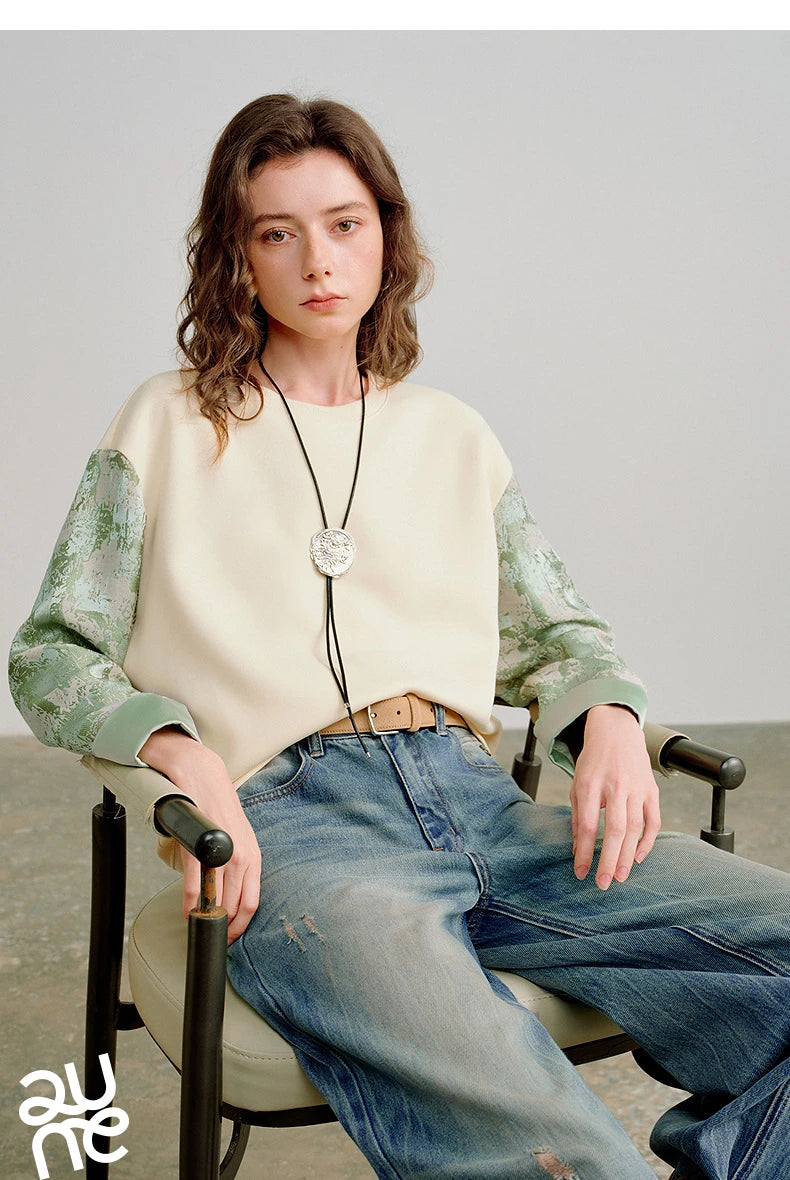 Women's Layered-Look Patchwork Sweatshirt