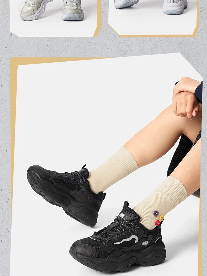 Li-Ning Women's MIA Lifestyle Shoes Wearable Reflective Retro Thick Heel Sports Shoes LiNing Classic Casual Sneakers AGCV276