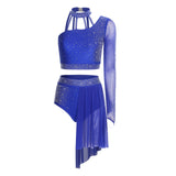 Women's 2-Piece Rhinestone Dance Crop Top & Shorts Set