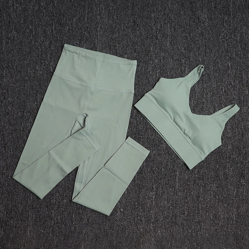 TRY TO BN Gym Sets Woman 2 Piece Sports Bra High Waisted Leggings Fitness Sportswear Women's Tracksuit Yoga Wear Workout Clothes