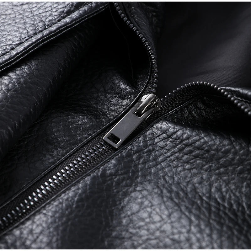 Chic Stand Collar Leather Jacket