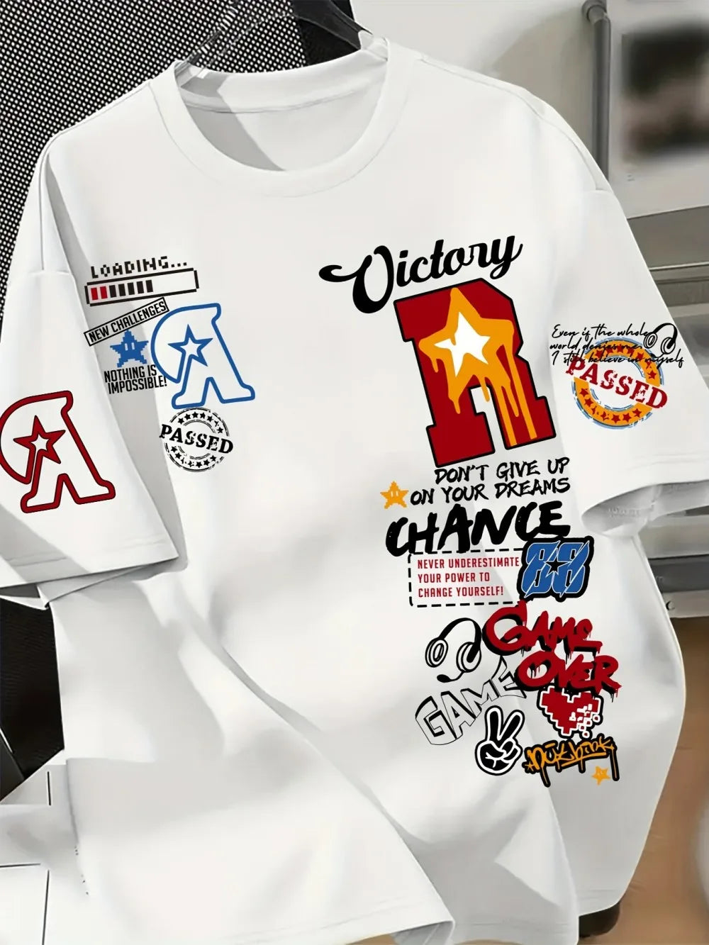 Men's USA-Made Graffiti Print Streetwear T-Shirt