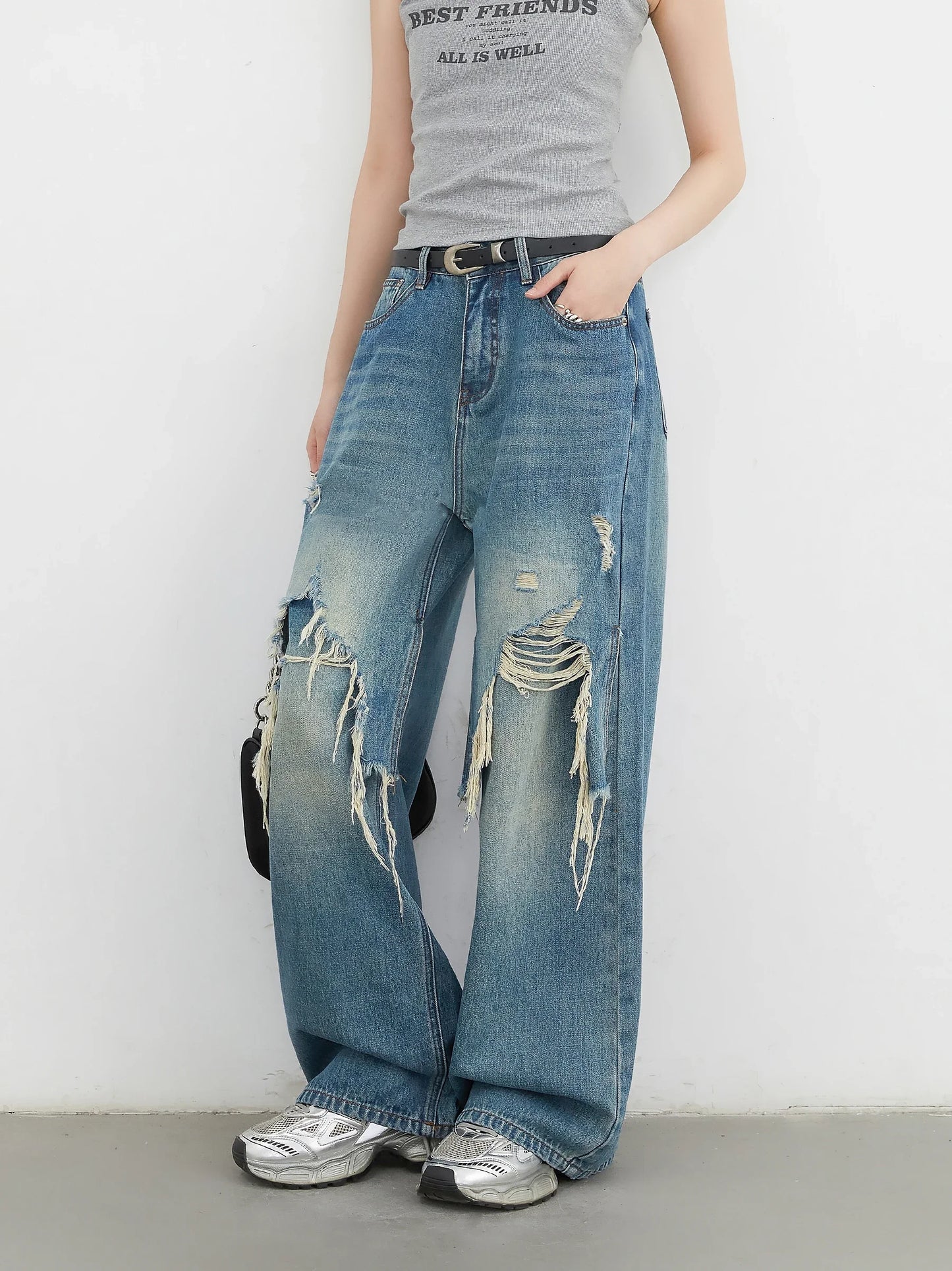 CHIC VEN Women Jeans Fashion Casual Loose High Waisted Wide Leg Denim Pants Streetwear Female Trousers Spring Autumn New 2026