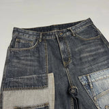 Patchwork Straight Leg Jeans Plus Size Multi Pocket Japanese Streetwear High Quality Trendy Skater Fit Denim Trousers 2025 New