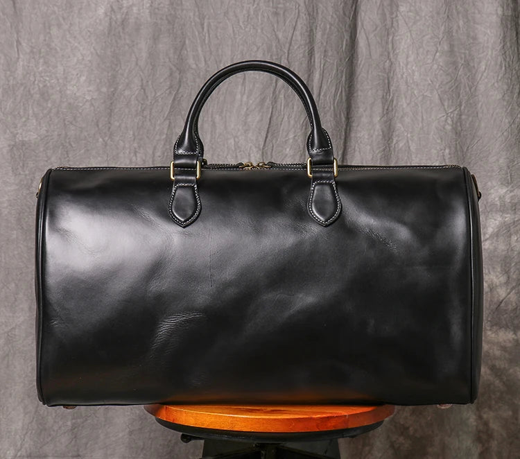 Leathfocus Men's Cowhide Travel Bag Women's Weekend Handbag Large Capacity Vintage Duffle Bag Crazy Horse Leather Laptop Bag