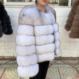 Genuine Fox Fur & Leather Winter Coat