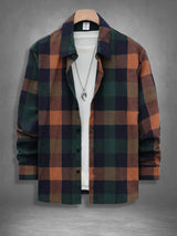 Men's Vintage Plaid Flannel Shirt — Loose Fit Casual Long Sleeve Top