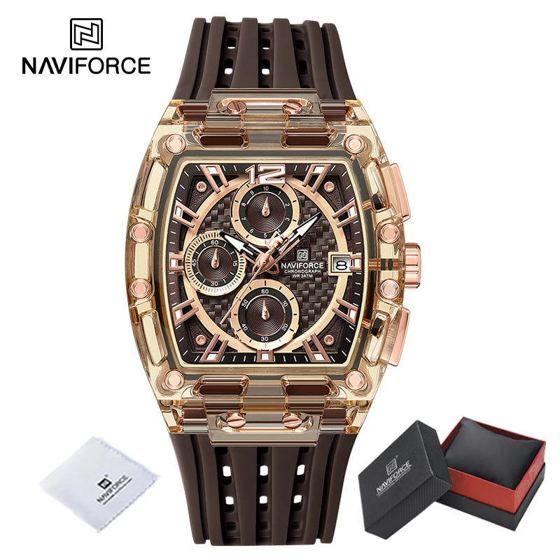 Men's Sport Chronograph – Waterproof Silicone Strap Tonneau Watch