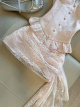 2026 Summer Sweet Pure Desire Style Party Outfit New Sexy Camisole Top + Bodycon Skirt Suit France Elegant Two Piece Set 2026