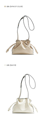Autumn and Winter Classic Flamenco Fashion Lucky Bag Cloud Bag Genuine Leather Drawstring Shoulder Crossbody Bucket Bag for Wome