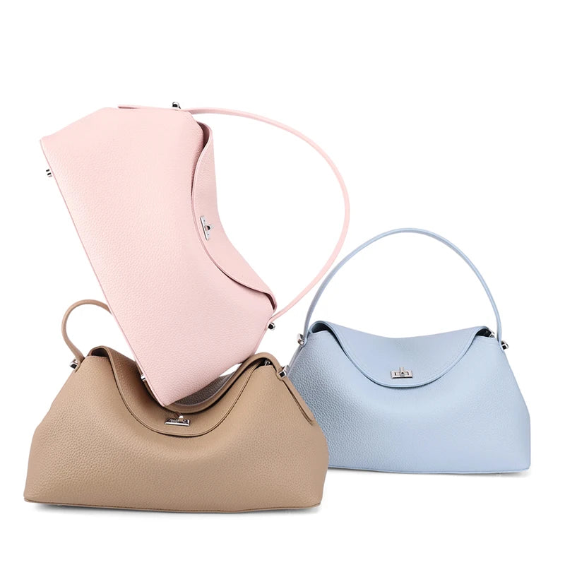 Women's genuine leather handbag fashionable retro designer luxury bag high-quality cowhide large capacity casual shopping bag