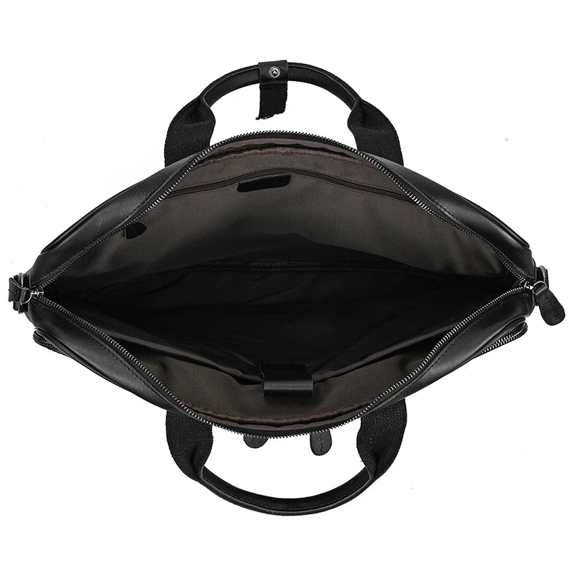 Men Briefcase Genuine Leather Laptop Bag 14 15.6" PC Doctor Lawyer Computer Bag Cowhide Male Briefcase Leather Men Business Bag