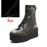 Genuine Leather Winter Wedge Boots