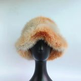 Luxurious leopard print faux fur bucket hat Warm Thickened hat women Cozy Fashionable Winter Gift Fishermen Hats Fluffy Snow cap