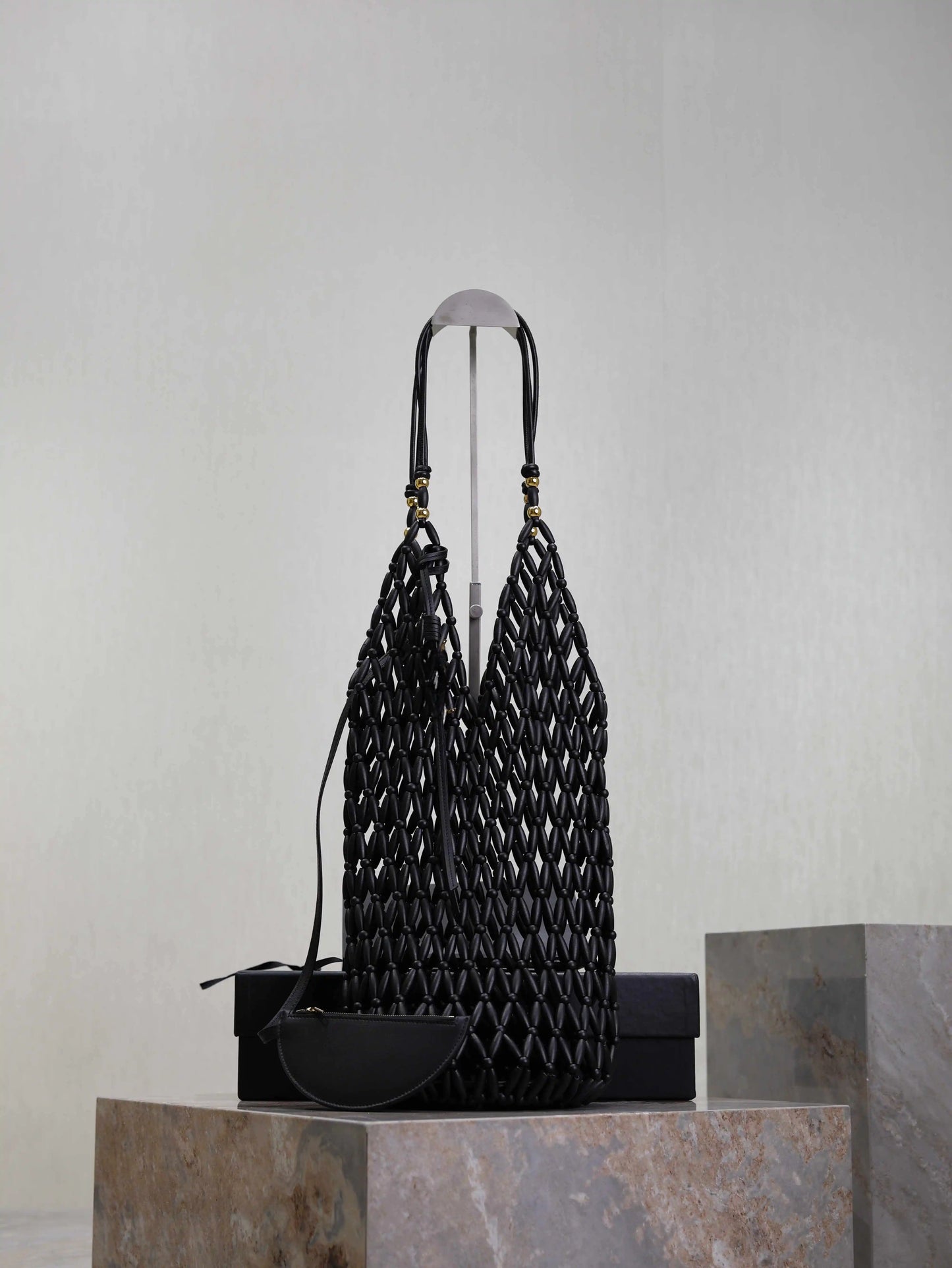 Retro Wood Bead Woven Tote Bag – Boho Shoulder Purse
