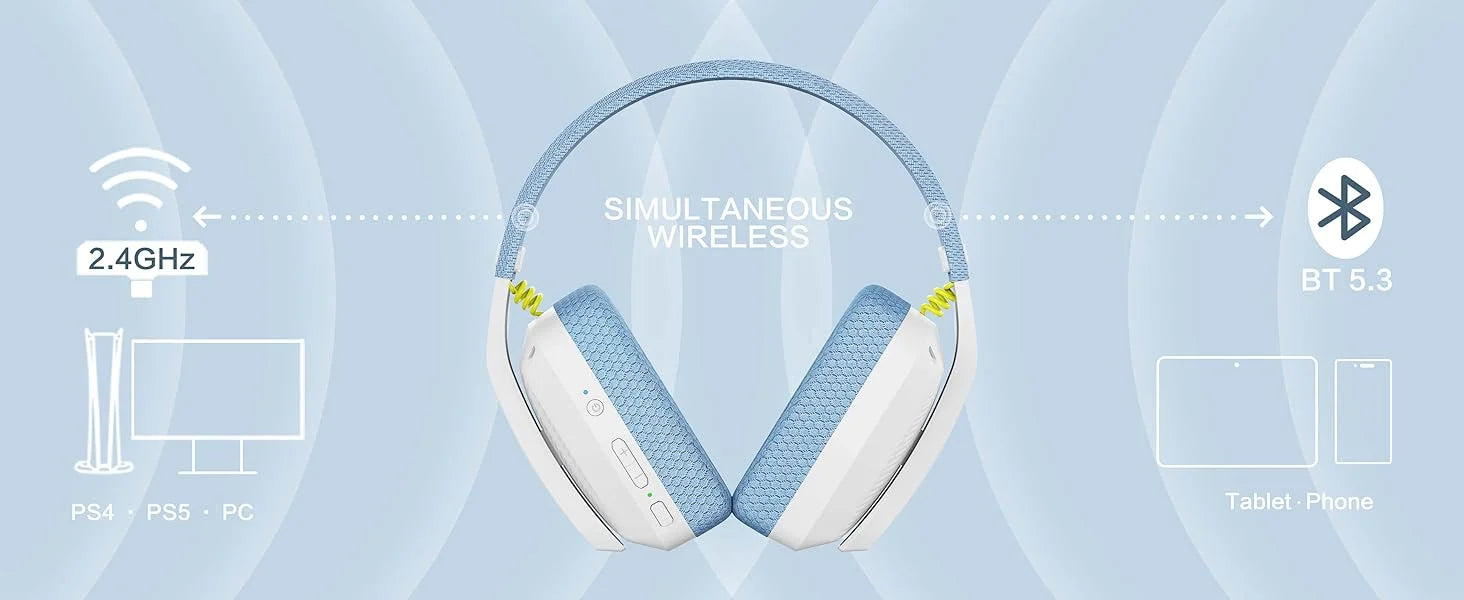 BINNUNE BW06 Bluetooth Headsets Gamer with Mic Wireless 2.4GHz Gaming Headphones with Microphone for PS5 PS4 PC Mac Playstation